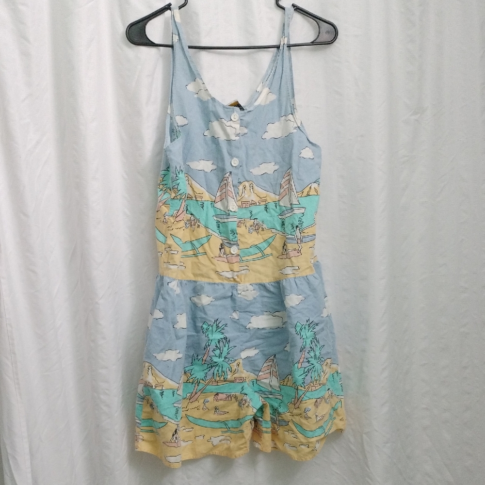 Vintage 80's Wear It Out Tropical Print Sleeveless Romper